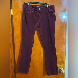 White House Black Market Corduroy Burgundy Noir Pants Size 14 R